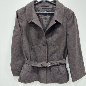 BOSS Brown Belted Wools-blend Blazer Jacket /Short Coat Women's US 2/XS